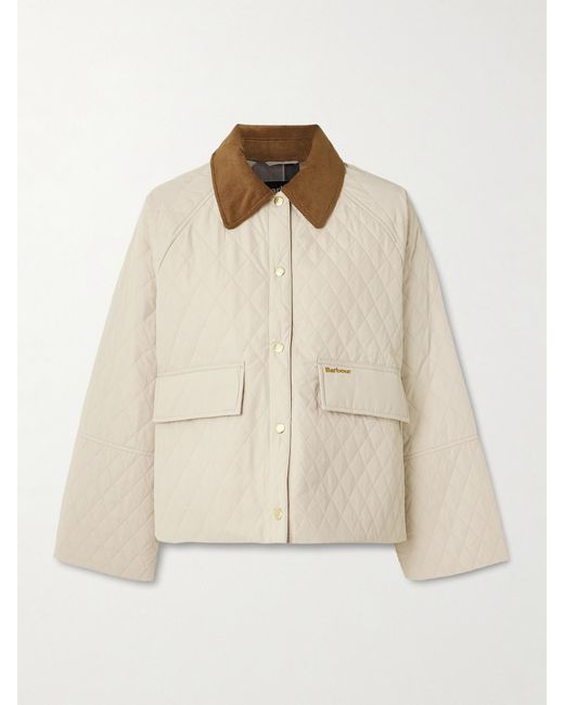 Barbour Natural Kirby Cotton Corduroy-Trimmed Quilted Shell Jacket