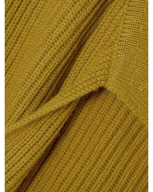 Joseph Green Ribbed Wool, Silk And Cashmere-Blend Polo Sweater