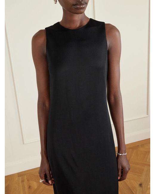 Veronica de Piante Black Carmen Satin-Jersey Maxi Dress