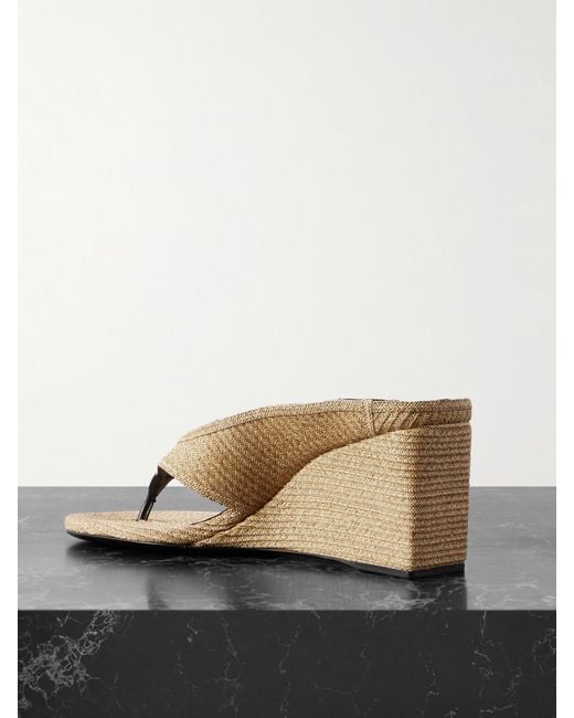 Alaïa Brown Wedges Aus Geflochtenem Raffiabast Mit Lederbesätzen