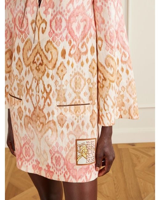 Zimmermann Pink Aster Shift Linen Mini Dress