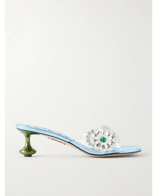 Loewe Blue Paula'A Ibiza Flower Embellished Pvc Mules
