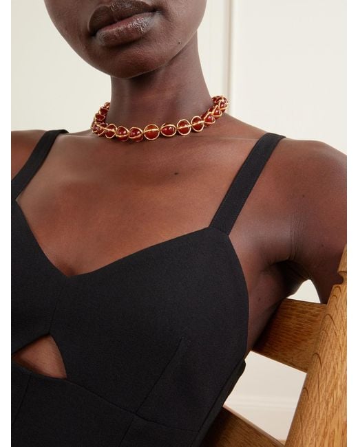 Jil Sander Pink Tone Agate Beaded Necklace