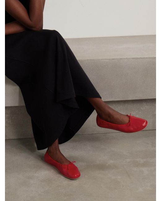 The Row Red Leather Ballet Flats