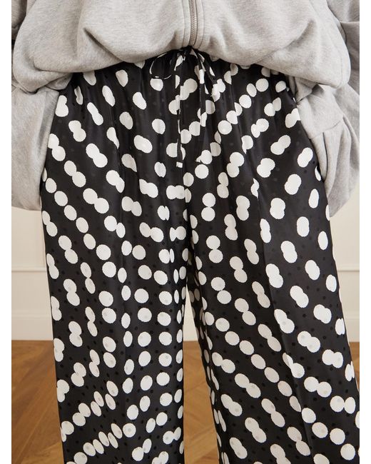 Dries Van Noten White Puvis Polka-Dot Satin Straight-Leg Pants