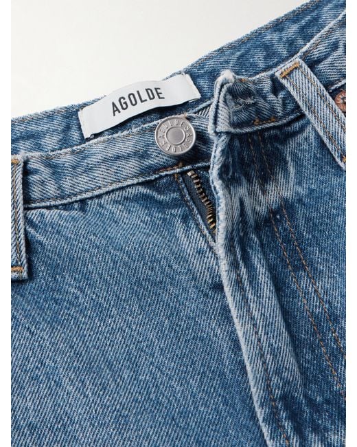 Agolde Blue Kiera Mid-Rise Wide-Leg Organic Jeans
