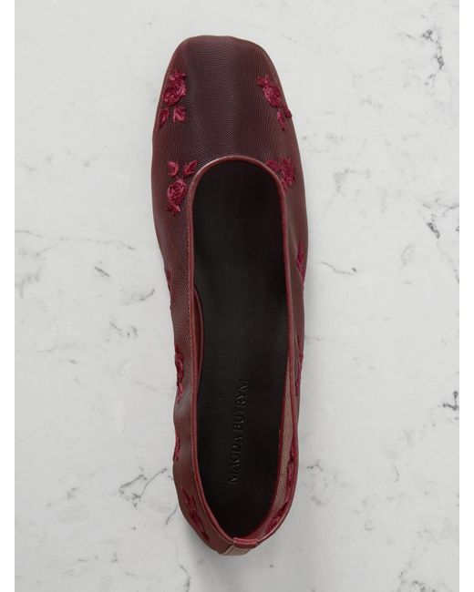 Magda Butrym Brown Ballerinas Aus Mesh Mit Lederbesätzen Und Stickereien