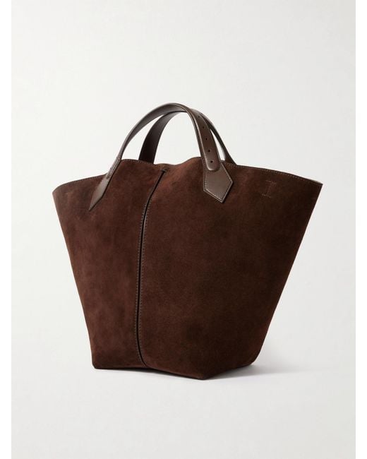 Proenza Schouler Brown Large Chelsea Tote Aus Veloursleder Mit Lederbesätzen