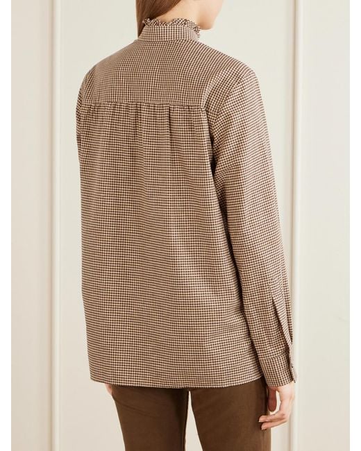 James Purdey & Sons Natural Logo-Embroidered Ruffled Checked Cotton Shirt