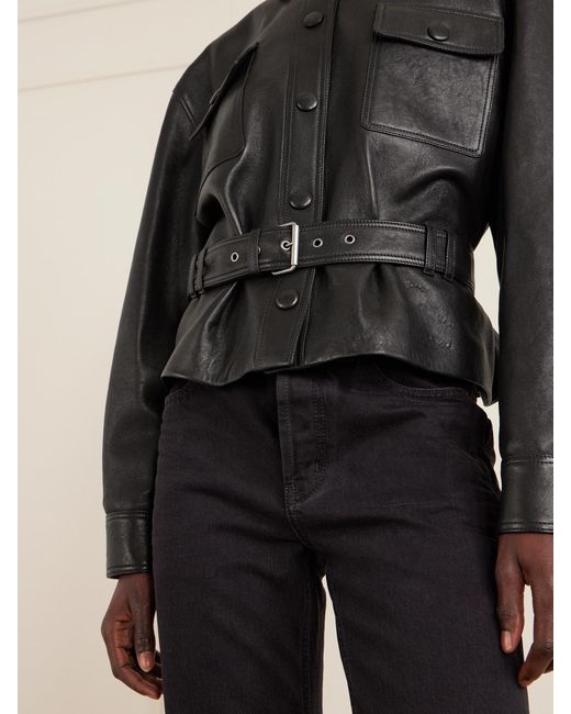 Saint Laurent Black Belted Leather Jacket