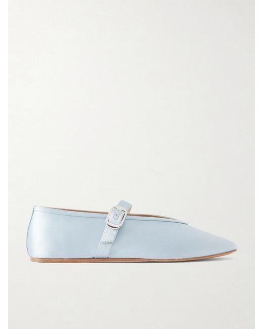 Le Monde Beryl Blue Stella Satin Mary Jane Ballet Flats