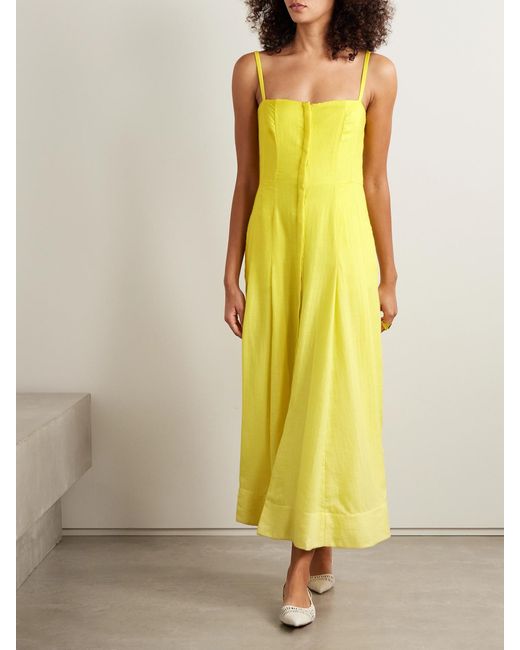 Gabriela Hearst Yellow Magritte Herringbone Cashmere And Silk-Blend Maxi Dress