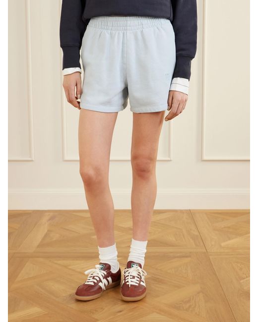 Anine Bing Blue Kam Shorts Aus Baumwoll-Jersey Mit Stickerei