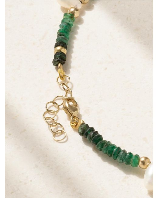 JIA JIA Natural Emerald And Pearl Bracelet