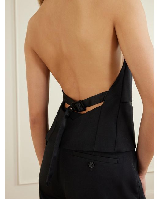 McQueen Black Halterneck Wool Top