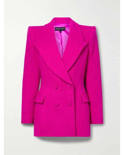 Sergio Hudson Pink Double-Breasted Wool Blazer