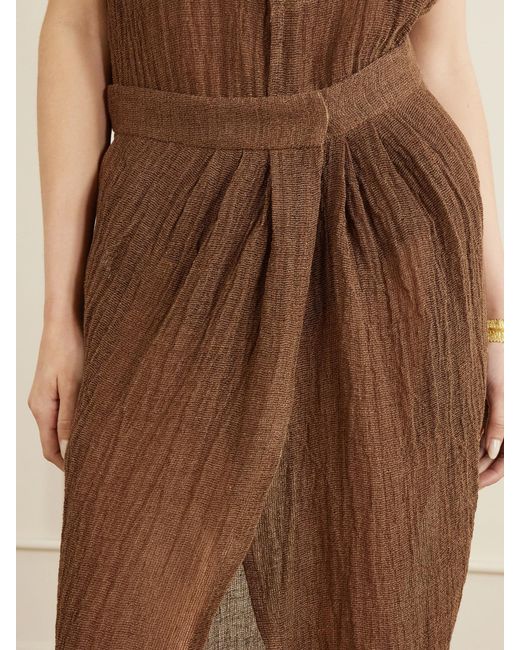 LeKasha Brown Kamat Organic Linen Maxi Skirt