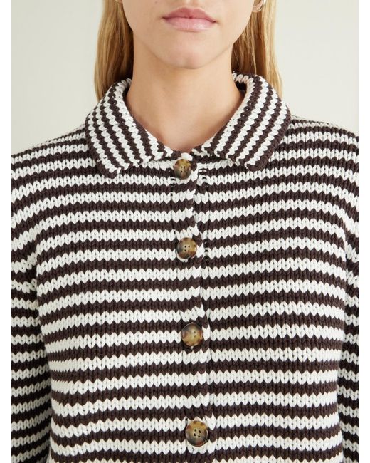 La Ligne Black Mini Marina Cropped Striped Cotton Cardigan
