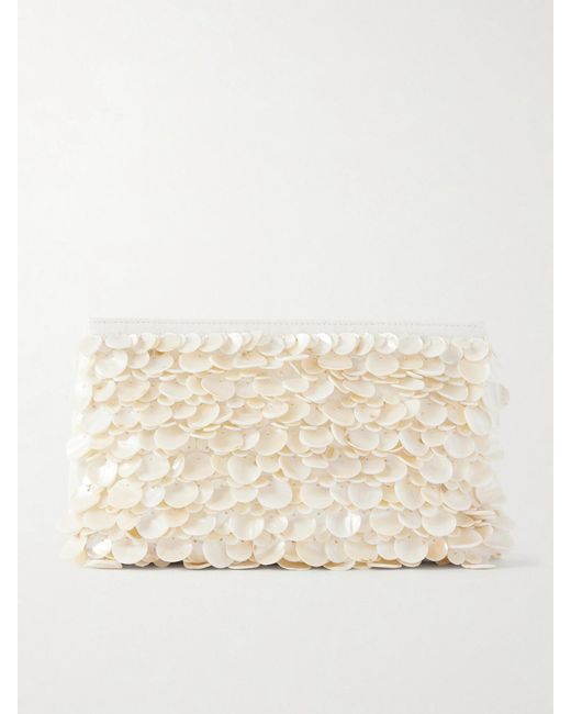 Jonathan Simkhai Natural Reese Shell Beaded Clutch