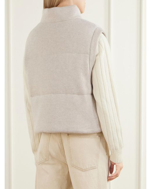 LeKasha Natural Montana Ribbed Cashmere Puffer Vest