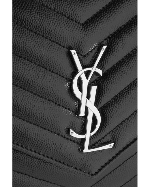Saint Laurent Black Cassandre Matelassé Textured-Leather Pouch