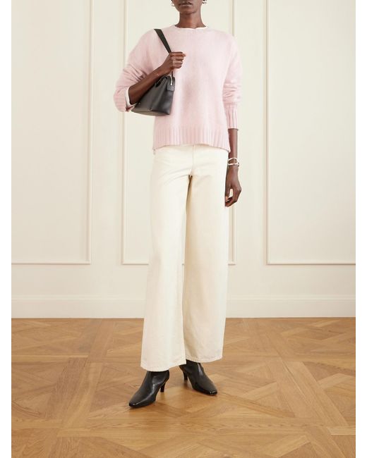 La Ligne Pink Brushed Wool And Cashmere-Blend Sweater