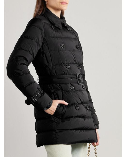 Burberry Black Hooded Belted Double-Breasted Quilted Shell Down Coat
