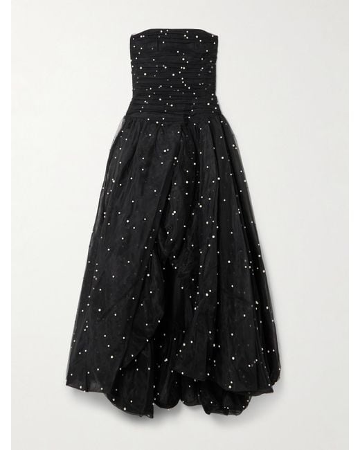 Robe Du Soir Bustier En Tulle À Fronces Et À Perles Synthétiques Juniper Aje. en coloris Blue