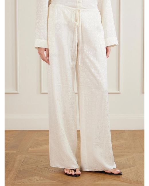 LIBEROWE White Silk-Jacquard Wide-Leg Pants