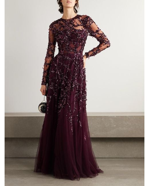 Zuhair Murad Purple Embellished Tulle Gown