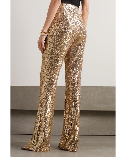 Akris Natural Sequined Stretch-Tulle Flared Pants