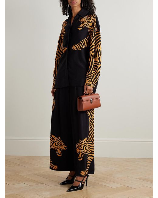 Farm Rio Black Printed Twill Shirt