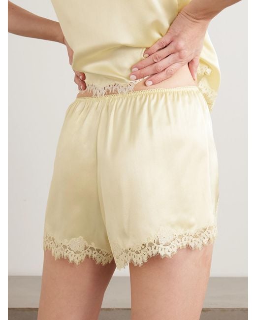 Doen Natural Iona Lace-Trimmed Silk-Satin Shorts