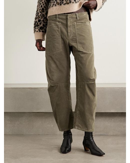 Nili Lotan Green Shon Cotton-Blend Corduroy Tapered Pants