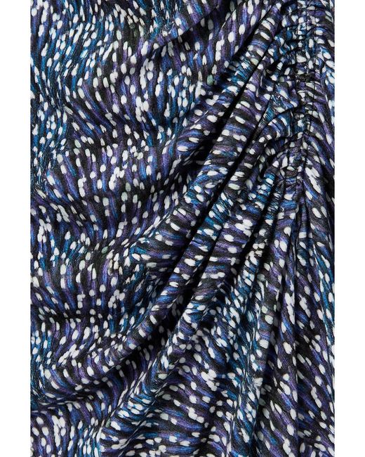 Isabel Marant Blue Jelina Gathered Printed Stretch-Jersey Midi Dress