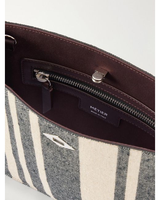 Metier Blue Stowaway Striped Canvas Shoulder Bag