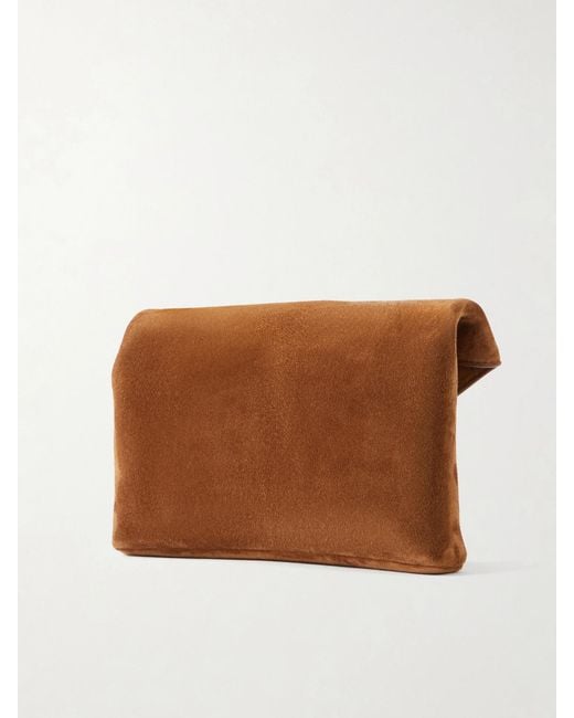 Saint Laurent Brown Cassandre Suede Shoulder Bag