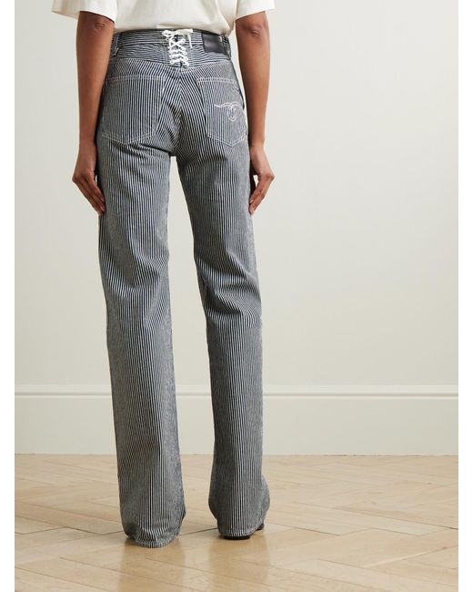 R13 Gray Jane Striped High-Rise Wide-Leg Jeans