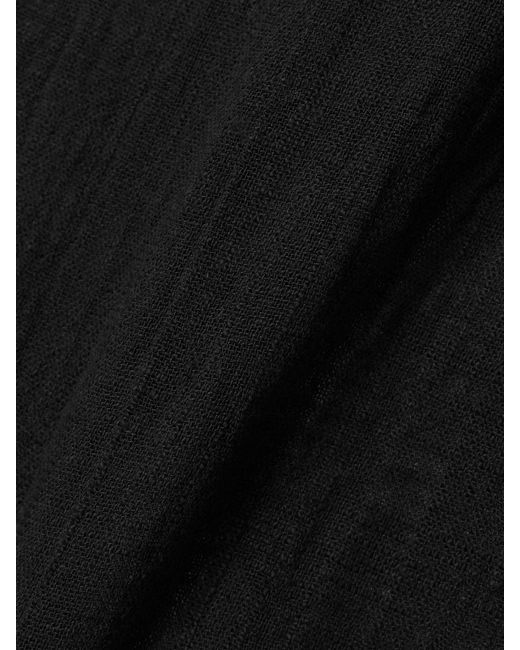 Staud Black Flores Cotton-Gauze Halterneck Top