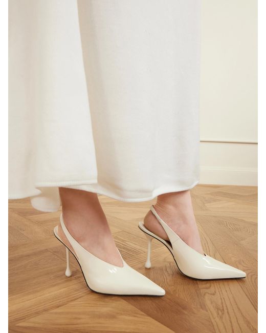 Jimmy Choo White Isa 95 Patent-Leather Pumps