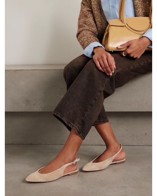 Aeyde Natural Amelia Suede Slingback Ballet Flats