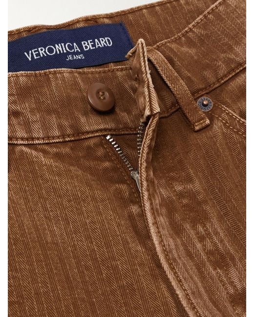 Veronica Beard Brown Dylan Hose Mit Geradem Bein Aus Baumwoll-Twill Mit Fischgratmuster