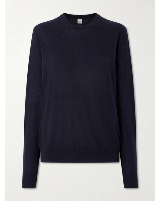 Totême Blue Garderob Wool And Silk-Blend Sweater