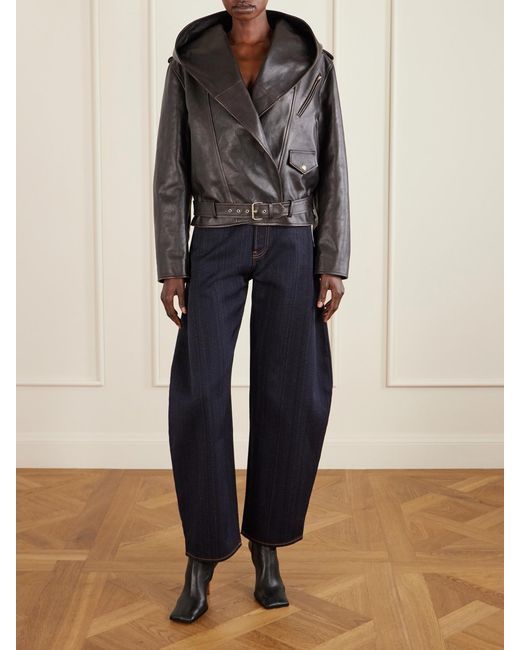 Alaïa Black Belted Leather Biker Jacket