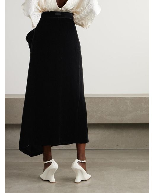 Marie Adam-Leenaerdt Black Asymmetric Velvet Maxi Skirt