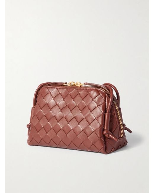 Bottega Veneta Red Concert Pouch Intrecciato Leather Shoulder Bag