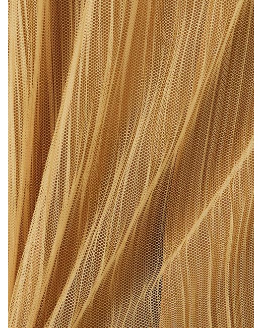 Dima Ayad Natural Metallic Plissé Tulle Wide-Leg Pants