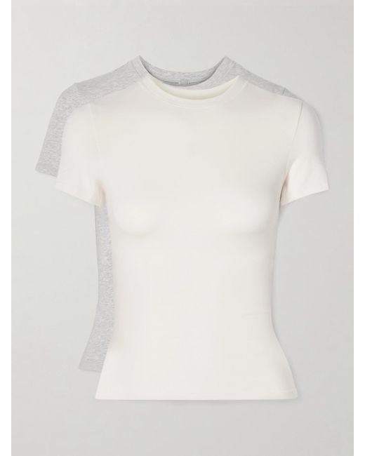 Skims White Set Of Two Stretch-Cotton Jersey T-Shirts