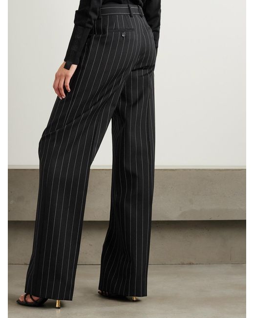 Dolce & Gabbana Black Pinstriped Wool Wide-Leg Pants