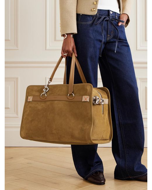 Burberry Natural Weekender Aus Veloursleder Mit Lederbesätzen